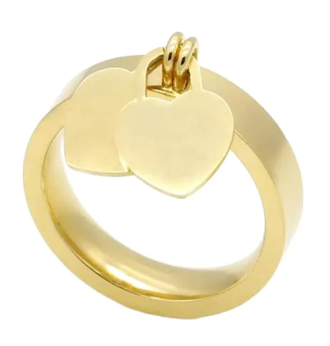 Moda aço inoxidável amor prata ouro coração anéis bague para senhora feminino masculino festa de casamento amantes presente noivado casal jóias319k