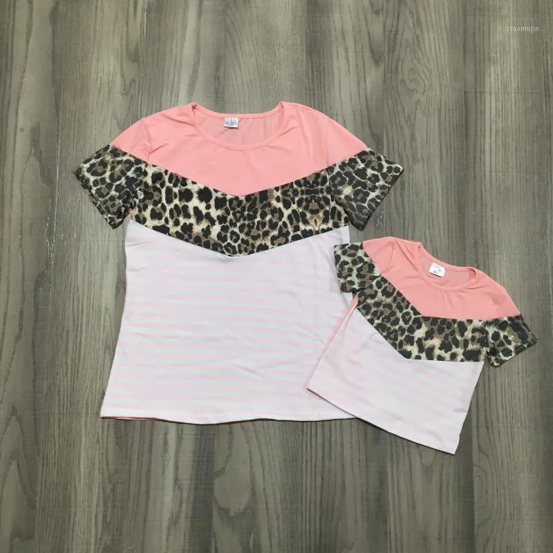 Kleidung Sets Girlymax Sommer Baby Mädchen Mama ME Raglans Boutique Leopard Koralle Baumwolle Top Hemden Kinder Kleidung Kurzarm Kidswear