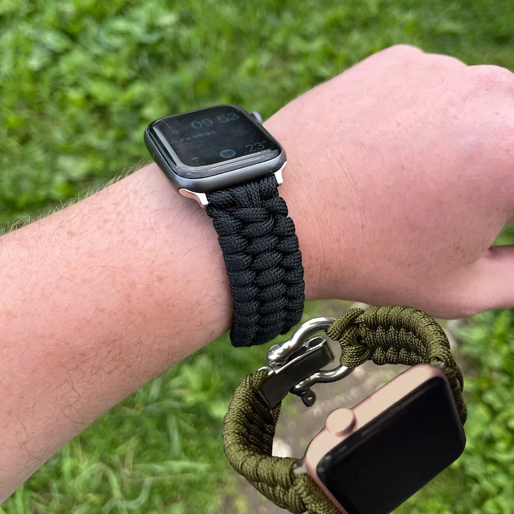 Survival Outdoor Paracord Paracord Survival Bracelet Watchband For Apple Watch Series 6 5 4 3 SE 2021 Nylon Sport Strap In 44mm 42mm 38mm 40mm Sizes From Yiwujiahuajewelry 4.31 DHgate.Com