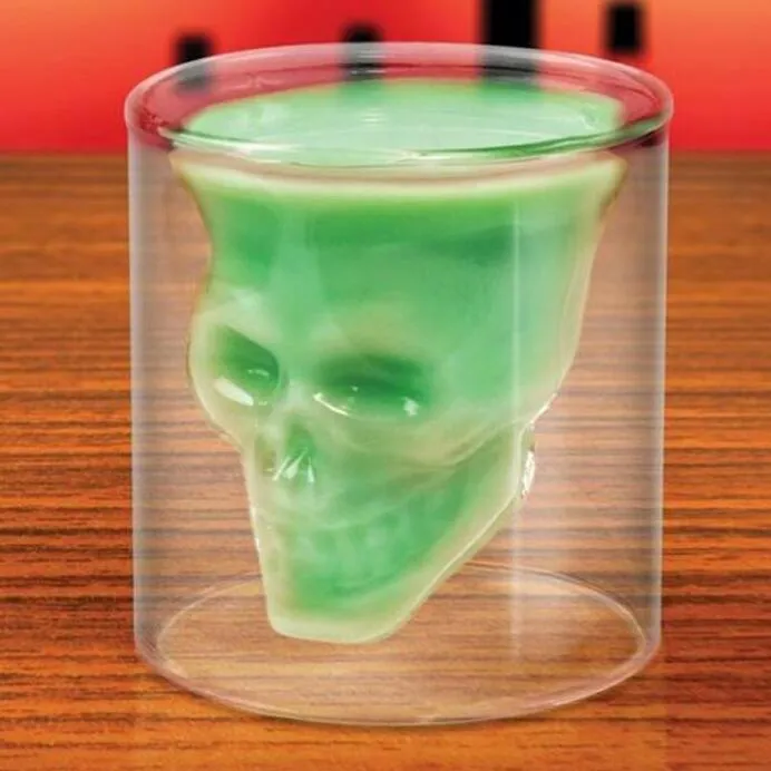 WOHPNLE Crâne Tête En Forme De Verre Tasse, 3 Pièces De 75ml, Tasse à En Verre De Crâne, Tasse à Vin, Bière, Boisson, Récipient De Boisson, Halloween Décor De Fête