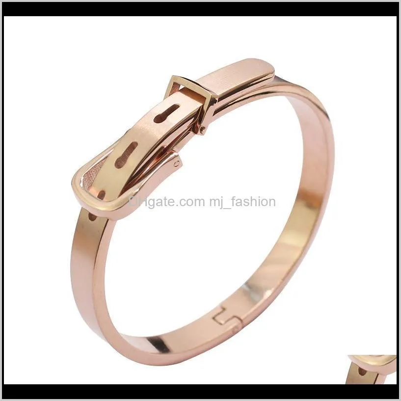 titanium steel belt buckle bracelet for women men 5mm & 7mm & 9mm gold rose gold bracelet fashion jewelry gift ps2397