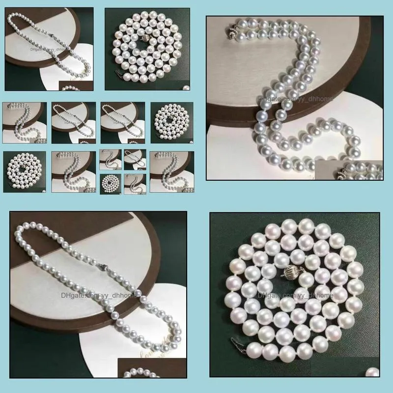 10-11mm White Natural Pearl Beaded Necklace 18inch Bridal Jewelry Choker