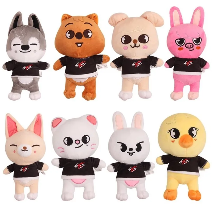 20cm Skzoo plyschleksaker Stray Kids Tecknad gosedjur Plysch Doll Wolf Chan Leebit Fox.ny Jiniret Puppym Kids Fans Present 210825