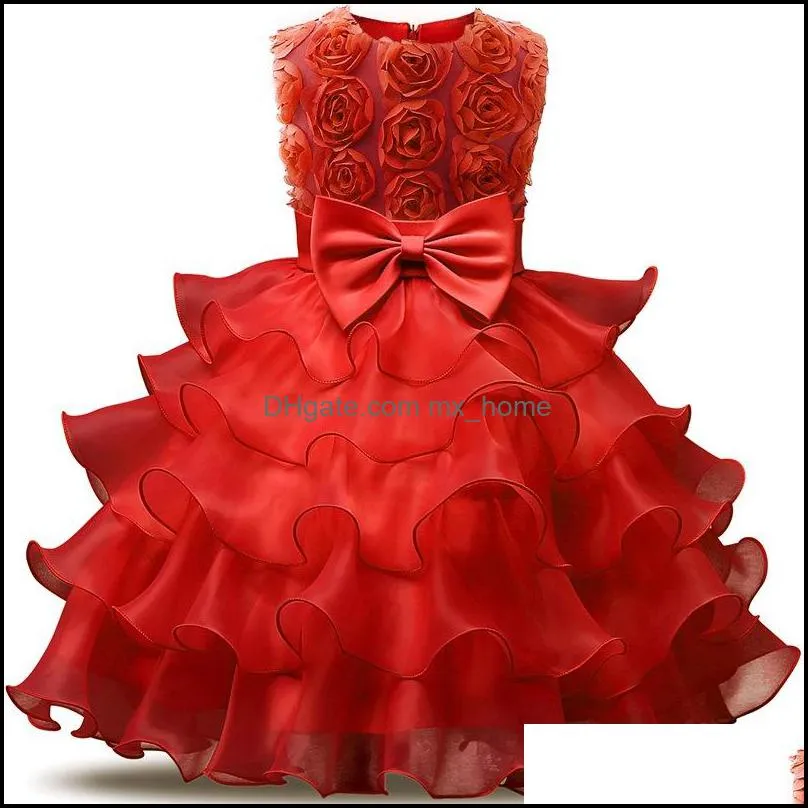 Baby flower dress TUTU cupcake Princess dresses fashion Kids Clothing Boutique girls Bow Ball Gown Z4574