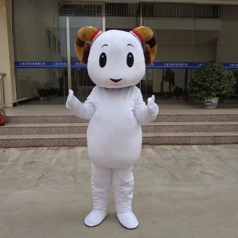 Costume mascotte pecora bianca di Halloween Personaggio a tema Cartoon Ariete di alta qualità Festival di Carnevale Vestito operato Natale Taglia per adulti Festa di compleanno Vestito da esterno