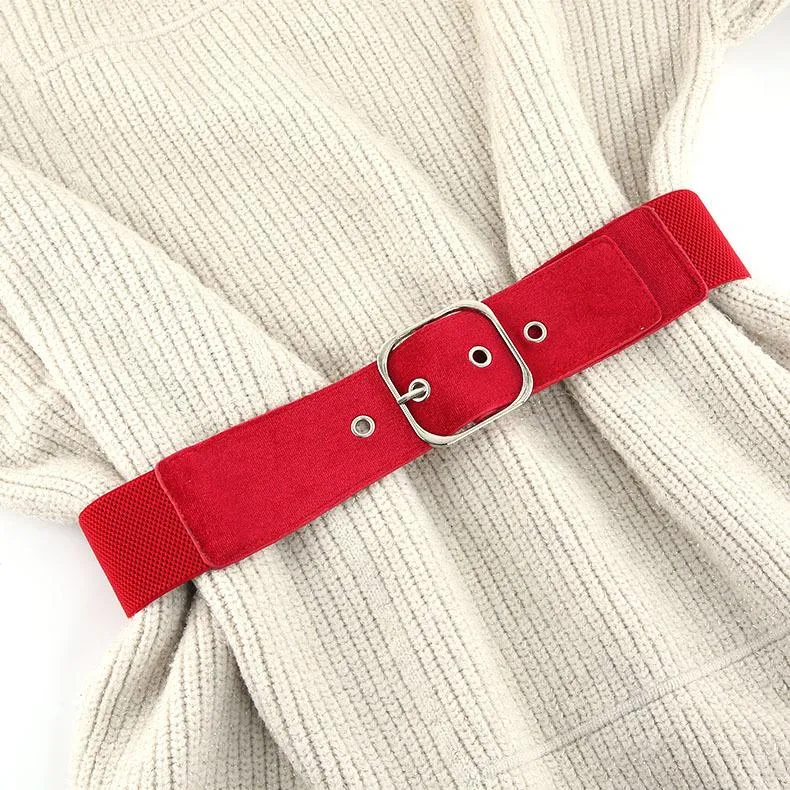 Cinture Moda Donna Velluto elastico Designer Fibbia ad ardiglione Cinturino in vita Abito Cappotto Maglione Cintura decorativa