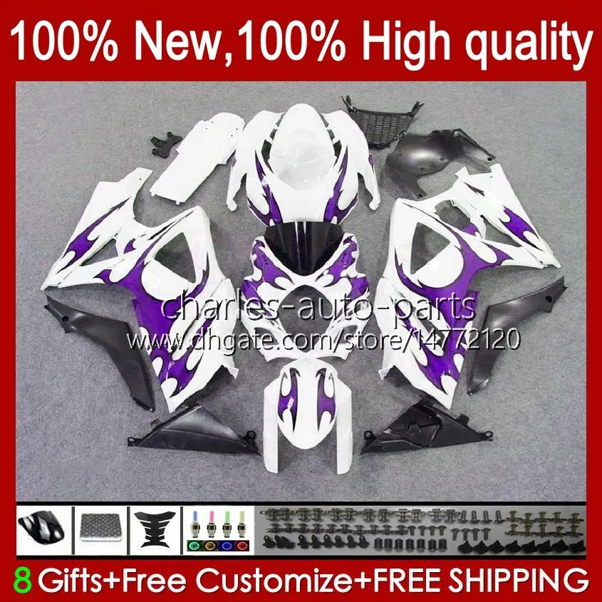 Fairings For SUZUKI GSXR-1000 GSXR 1000 CC GSXR1000 Purple flames 2007 2008 Bodywork 48No.127 GSXR1000CC GSX R1000 2007-2008 K7 1000CC GSX-R1000 07 08 Motorcycle Body