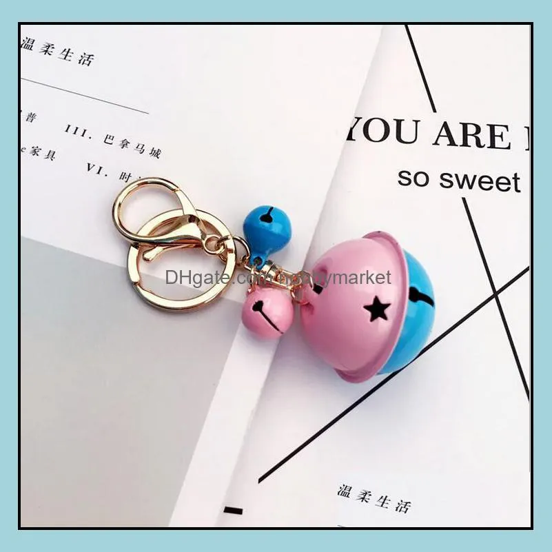 Cartoon cute metal candy color bells key ring pendant creative couple car bag pendant accessories KR049 Keychains mix order 20 pieces a