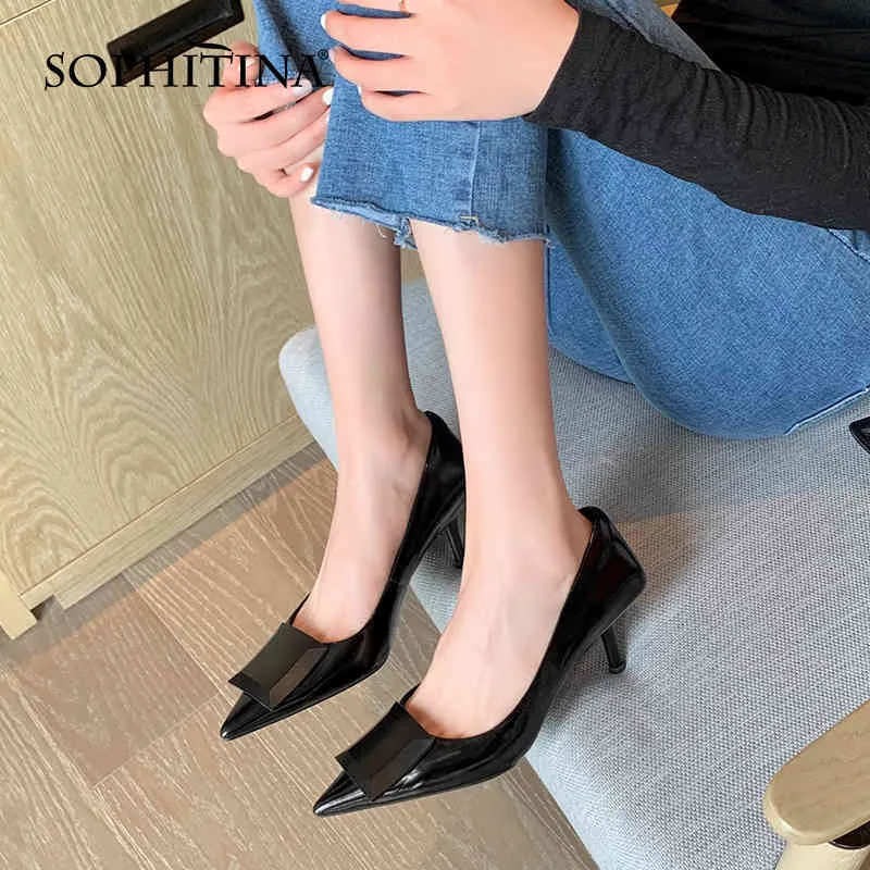 SOPHITINA Daily Chaussures pour femmes à talons hauts solides à la main en cuir véritable chaussures pointues peu profondes TPR personnalité pompes féminines AO23 210513