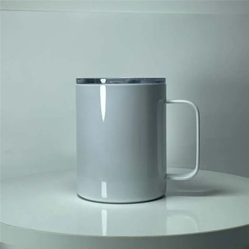 12oz sublimering kaffe mugg med handtag isolering vattenflaskor rostfritt stål tumbler tätning lock dricka koppar a02
