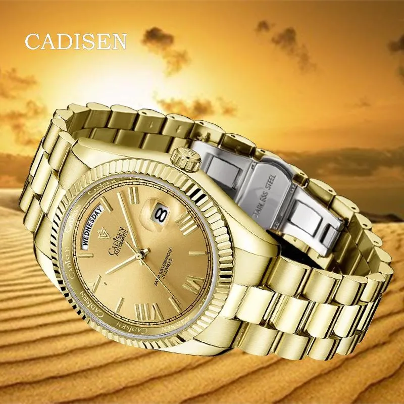 Wristwatches Cadisen Haojin Miyota-8285 Automatyczny Ruch Mechaniczny Zegarek Mężczyźni Akcesoria Sportowe Dopasowanie Sapphire Stainless Steel Swimin