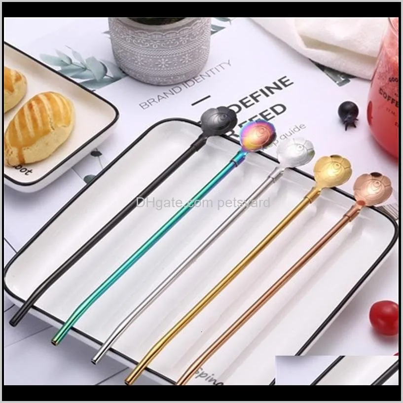 new helical straw spoon 304 stainless steel flower mixing spoon coffee spoon teaspoon for wedding party drinking straw metal 111 k2