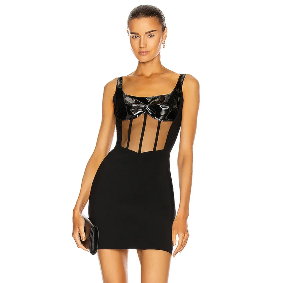 leather bandage dress Elegant Black Leather Bandage Bodycon Dress for Women from Dhgate Basic & Casual Dresses