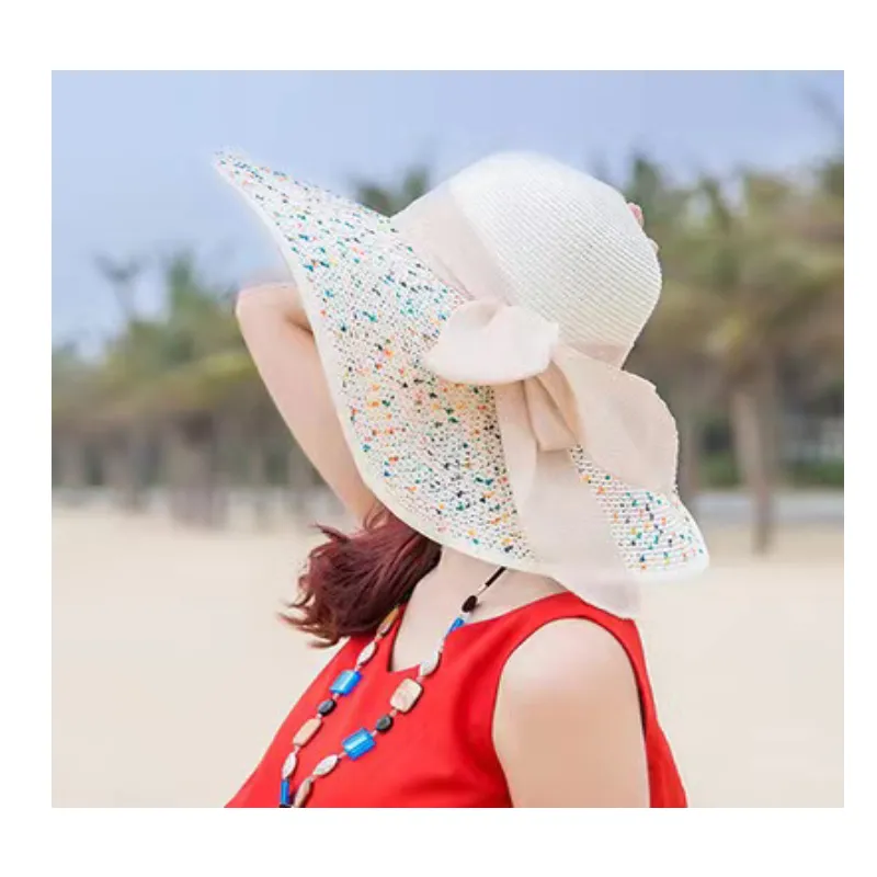 Women Straw Hat Beach SunHat Foldable Floppy Travel Packable Wide