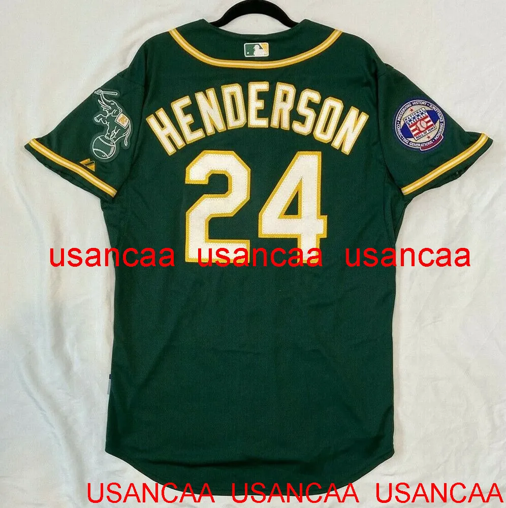 Stitched Rickey Henderson Green Cool Base Jersey Throwback Jerseys Men Women Youth Baseball XS-5XL 6XL