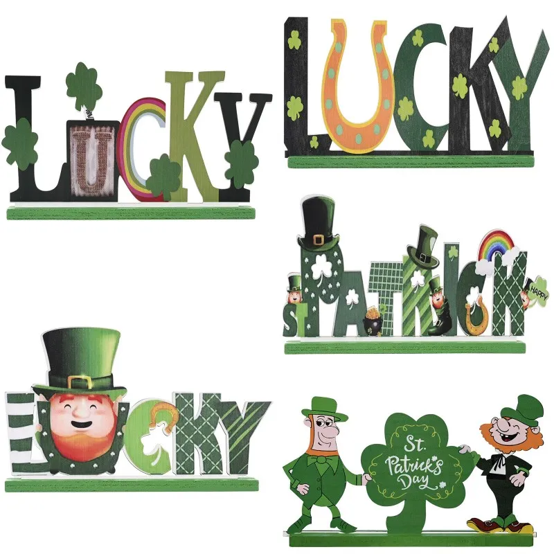 St. Patrick Party Stół Dekoracje Lucky Centerpiece Cute Shamrock Sign Irish Table Topper Ornament