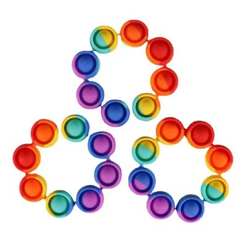 Bubble Fidget Reliver Stress Toys Rainbow Bracelet Push Bubbles Antistress Adult Children Sensory Toy To Relieve Autisma41a47 a24