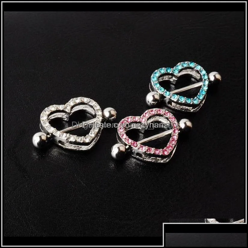 Navel & Bell Rings Drop Delivery 2021 D0942 ( 3 Colors ) People Style Heart Nipple Ring Belly Button Body Piercing Jewelry Dangle
