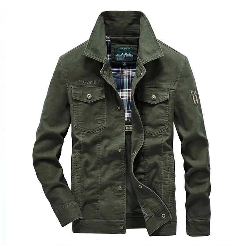 Tallas grandes 7XL 8XL Chaqueta militar Hombres Calidad Algodón Primavera Otoño Chaquetas para hombre Multi-bolsillos Abrigos casuales Hombre Chaquetas Hombre 211025