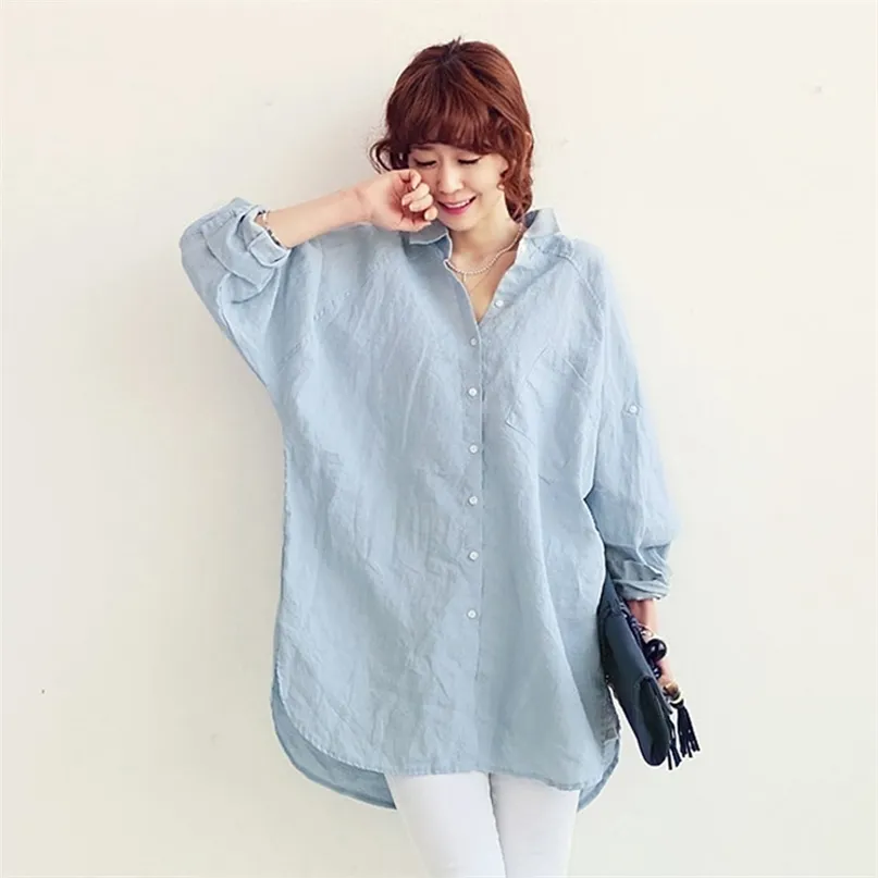 Vrouwen blouse shirt lente zomer vrouw blouses kantoor dame ol elegante losse tops grote plus witte casual linnen blusas 210607