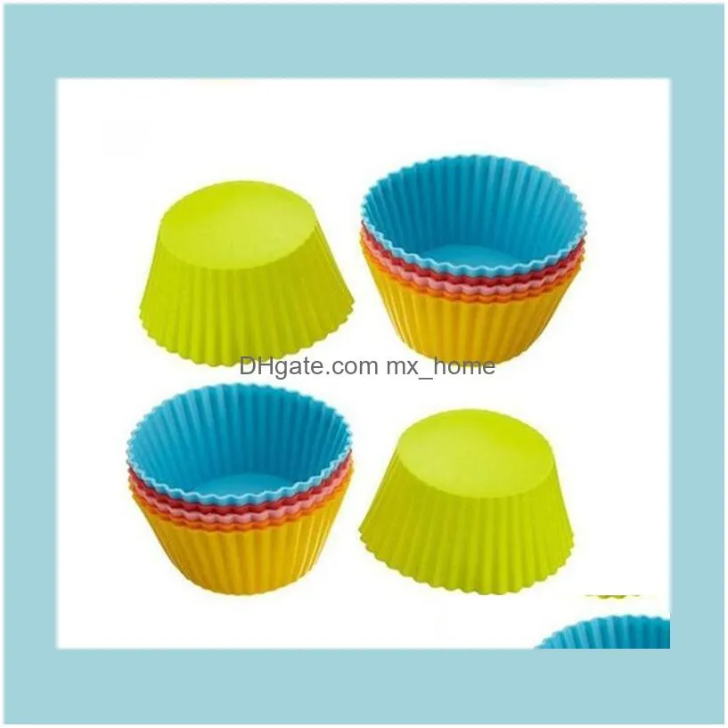 Silicone Muffin Cake Cupcake Cup Cake Mould Round Tart Mould Case Bakeware Maker Mold for Children Tray Baking Jumbo AYP797