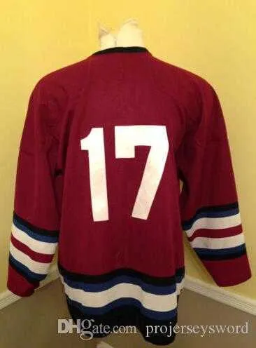 #17 Summit High School New Jersey Hockey Jersey 100% Stitched Embroidery s Hockey Jerseys Red 
