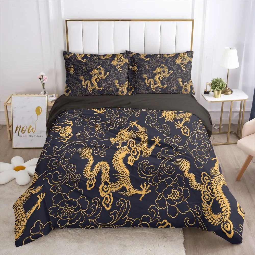 Copripiumino 3D Set copripiumino Copripiumino Copripiumino Biancheria da letto Matrimoniale Singolo King Queen Size Biancheria da letto design drago cinese 210319