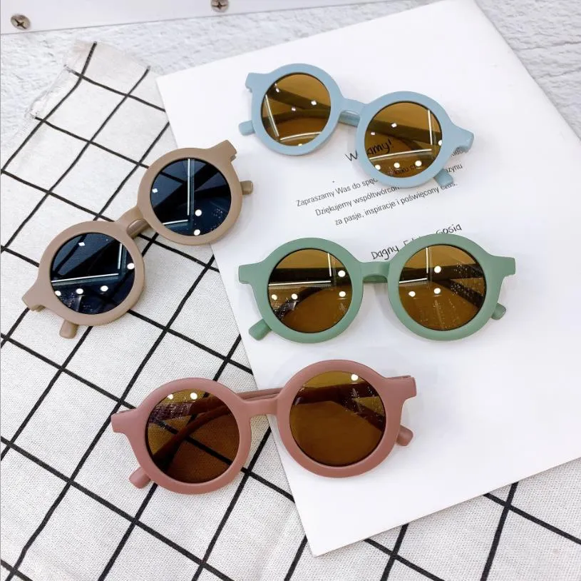 Okulary przeciwsłoneczne dla dzieci Retro okrągłe oprawki okulary przeciwsłoneczne dziewczęce okulary UV400 plaża okulary dziecięce moda prezenty 8 kolorów BT6500