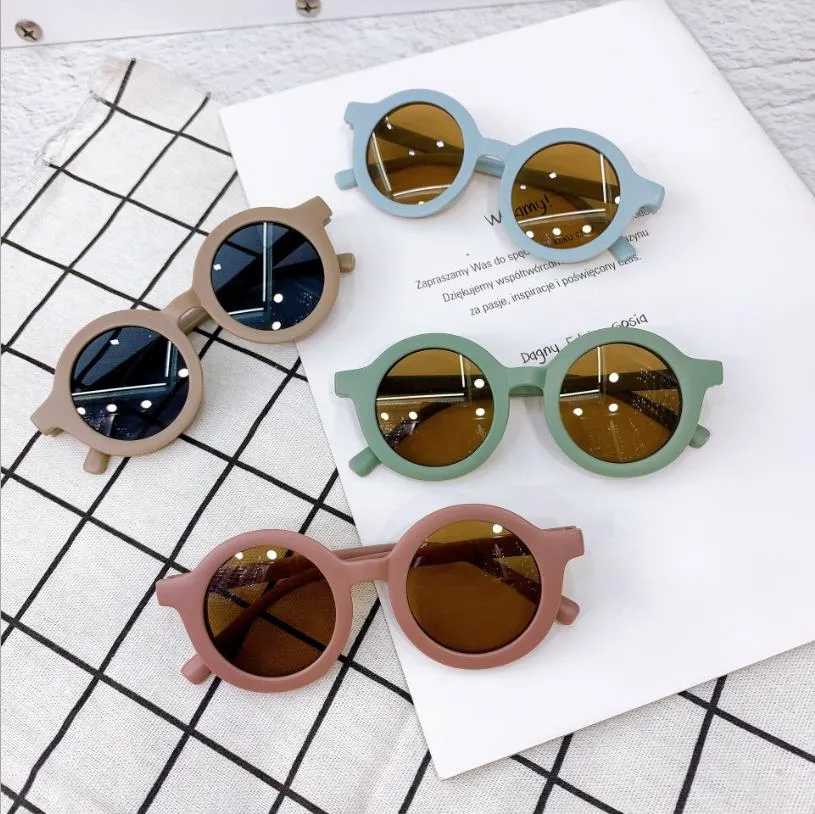 Kids Sunglasses Retro Round Frame Sun Glasses Girls Eyeglasses UV400 Beach Children Eyewear Fashion Gifts 8 Colors BT6500