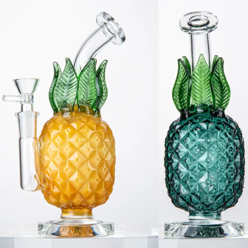 Bong in vetro ananas Recycler Narghilè Gorgogliatore Tubi d'acqua 14mm Giunto femmina Olio Dab Rig Accessori per fumatori Bong da 7 pollici con ciotola a imbuto