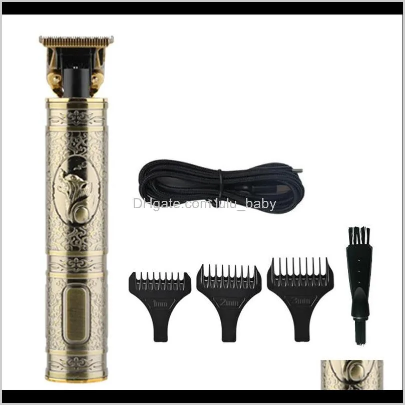 carved 0mm t-blade hair clippers electric usb rechargable battery buddha oil head professional men hair trimmer