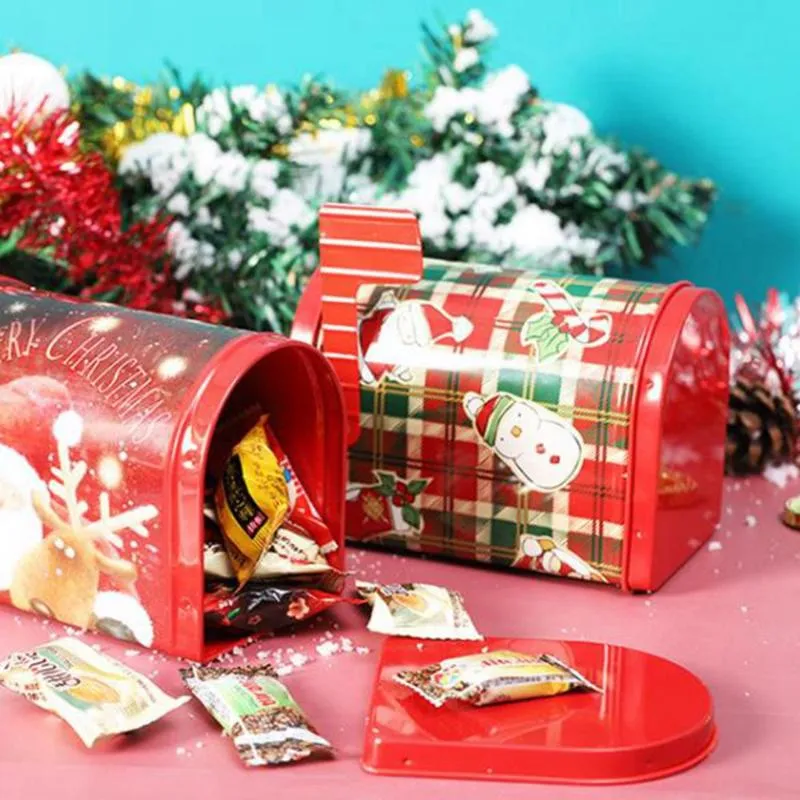 Presente Envoltório 1 Pcs Christmas Caixa de Doces Creative Mailbox Armazenamento Estanho Xmas Ornaments Ano Crianças Presentes Suprimentos