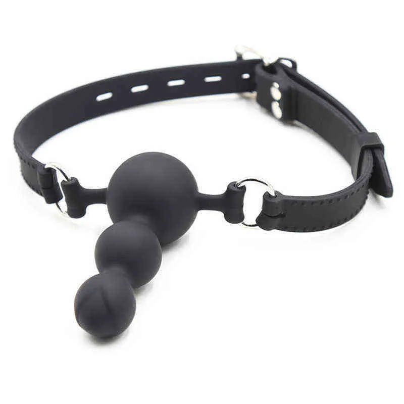 NXY Sexe Adulte Jouet Plein Silicone Bouche Ouverte Gag Bdsm Bondage Collier De Cou Balle Jouets pour Couples Esclave Fétiche Contraintes Jeux Outils1216