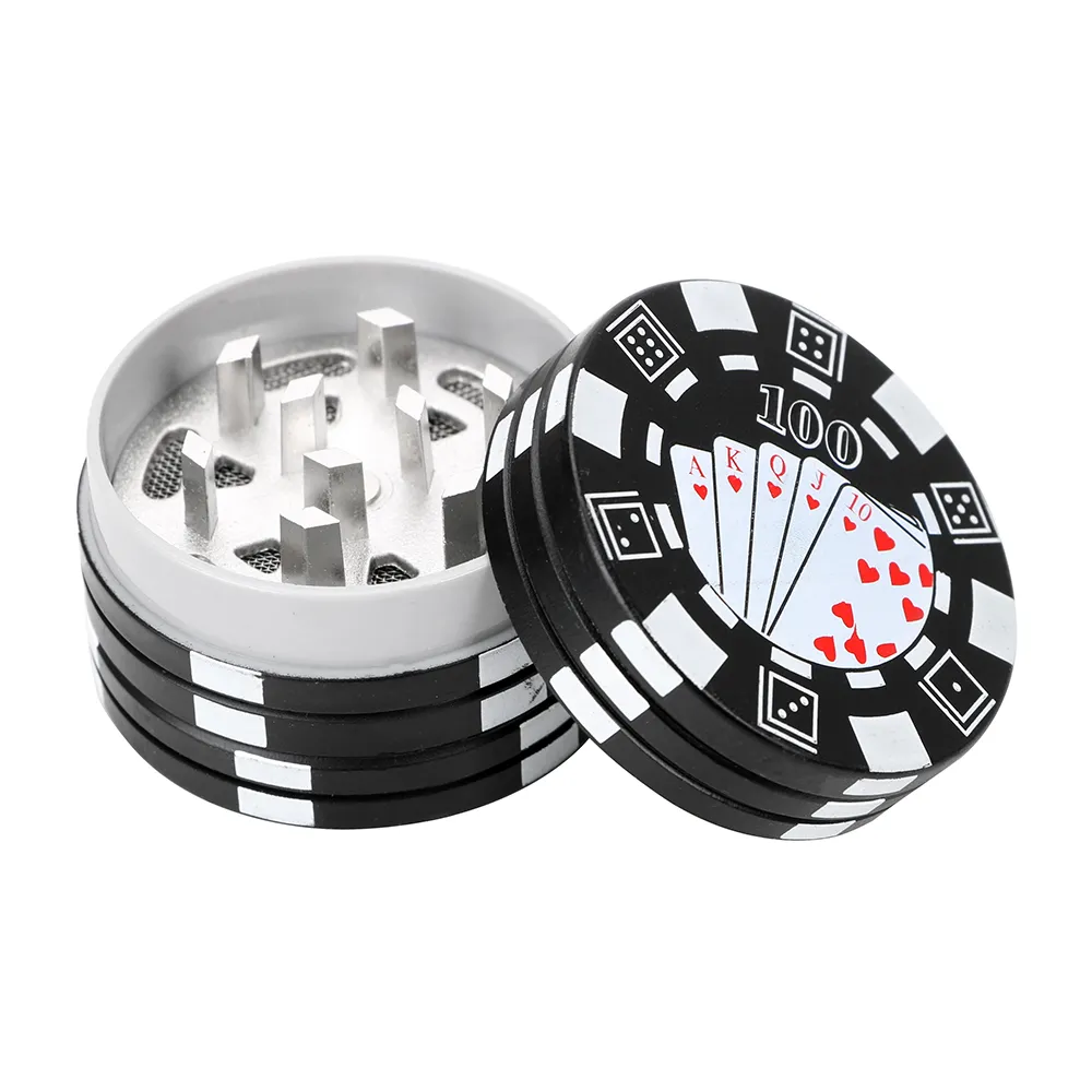 Mooi 3-laags Poker Chip Style Spice Cutter Sigaret Accessoires Gadget Tabak Grinder Herb Cutters