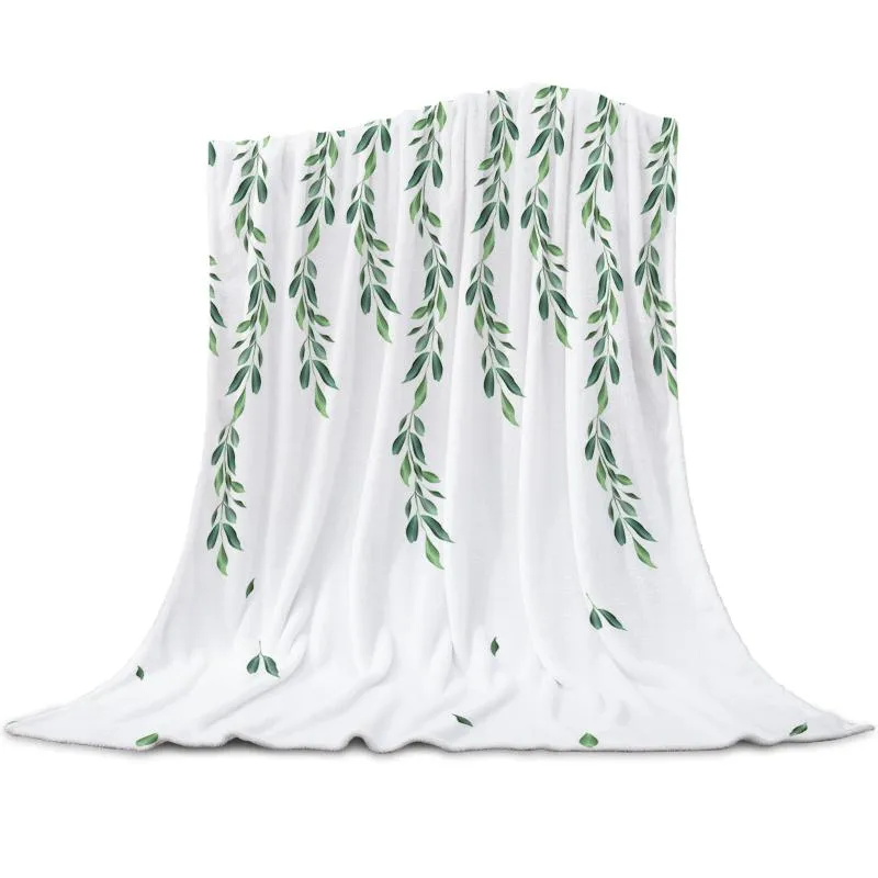 毛布の植物の緑の葉コーラルフリースフランネルベッドスプレッドソファーのための柔らかい暖かいベッドソファナップラップブランケット