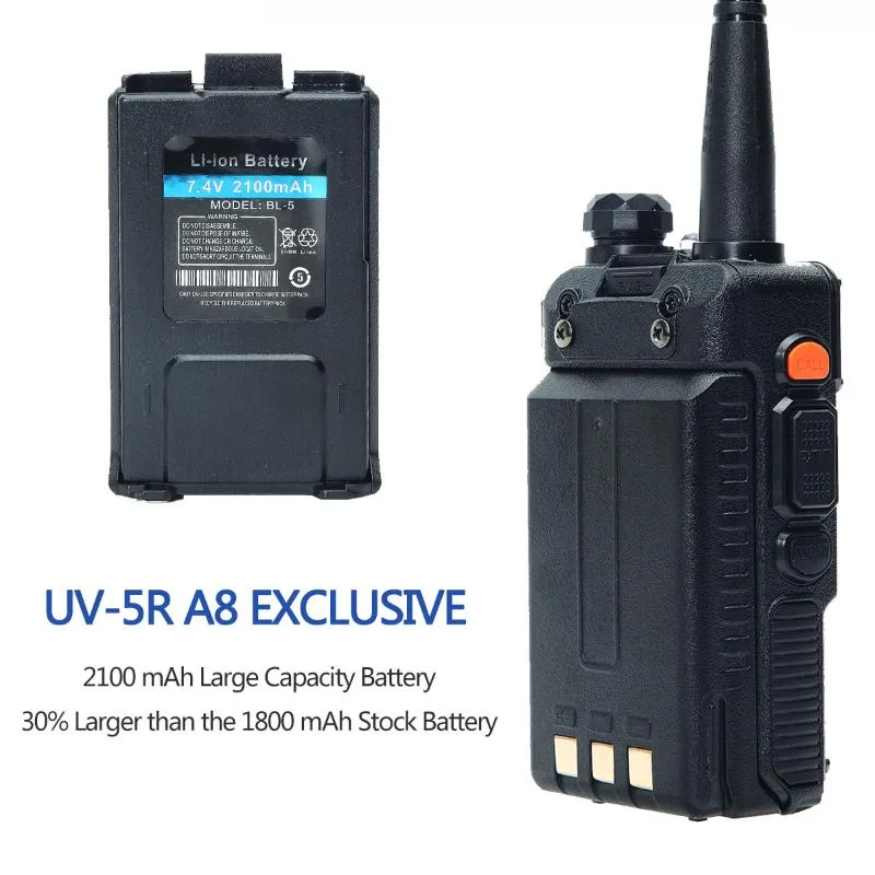 Baofeng UV-5R A8 High Powerful 30km Long Range Tri-power 8/4/1W 2100mAh  Thicken Battery Portable Radio Walkie Talki