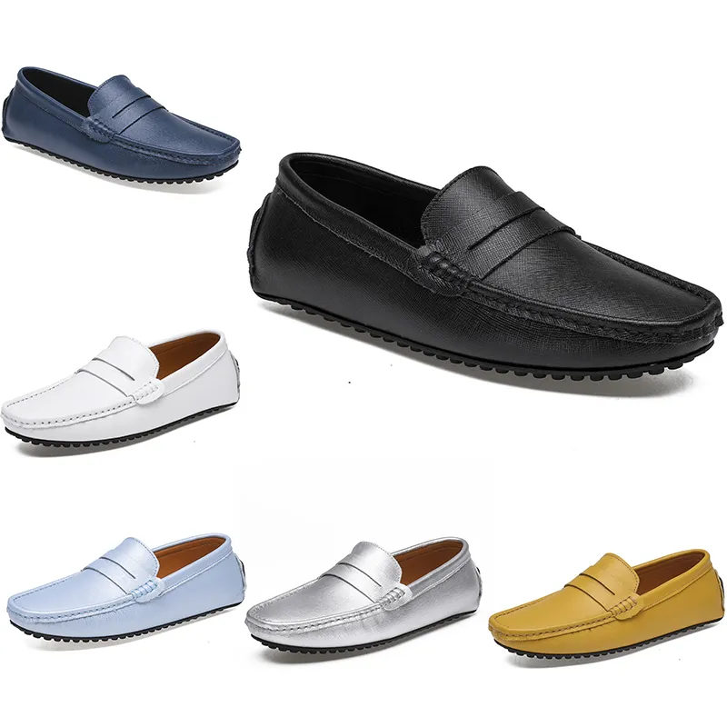 2021 scarpe da guida casual da uomo in pelle doudou suola morbida moda nero navy bianco blu argento giallo grigio calzature all-match pigro transfrontaliero 38-46 trentasette