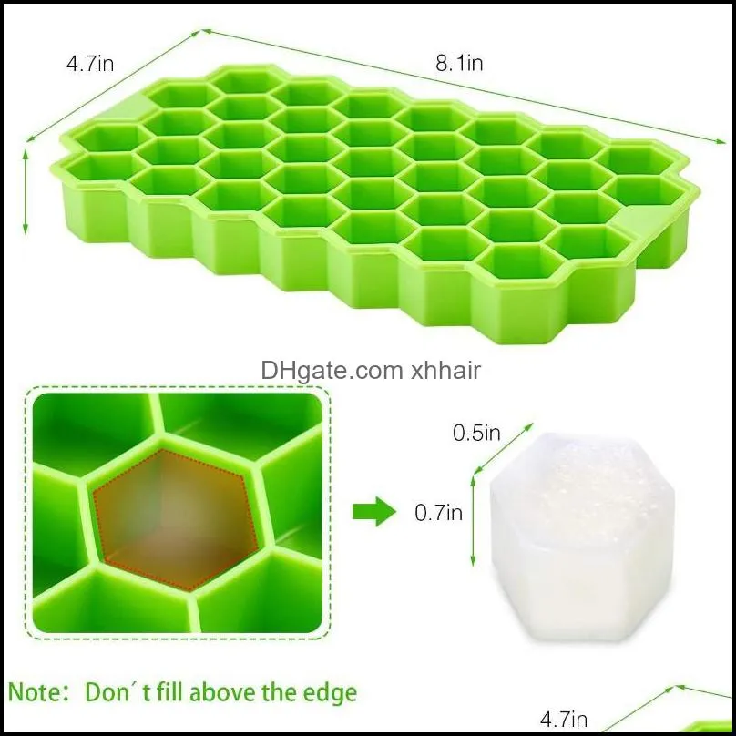 Honeycomb Ice Cube Trays With Removable Lids Silica Gel Mold BPA Free Multi-Color Soft Glue Is Easy To Clean Baking Moulds