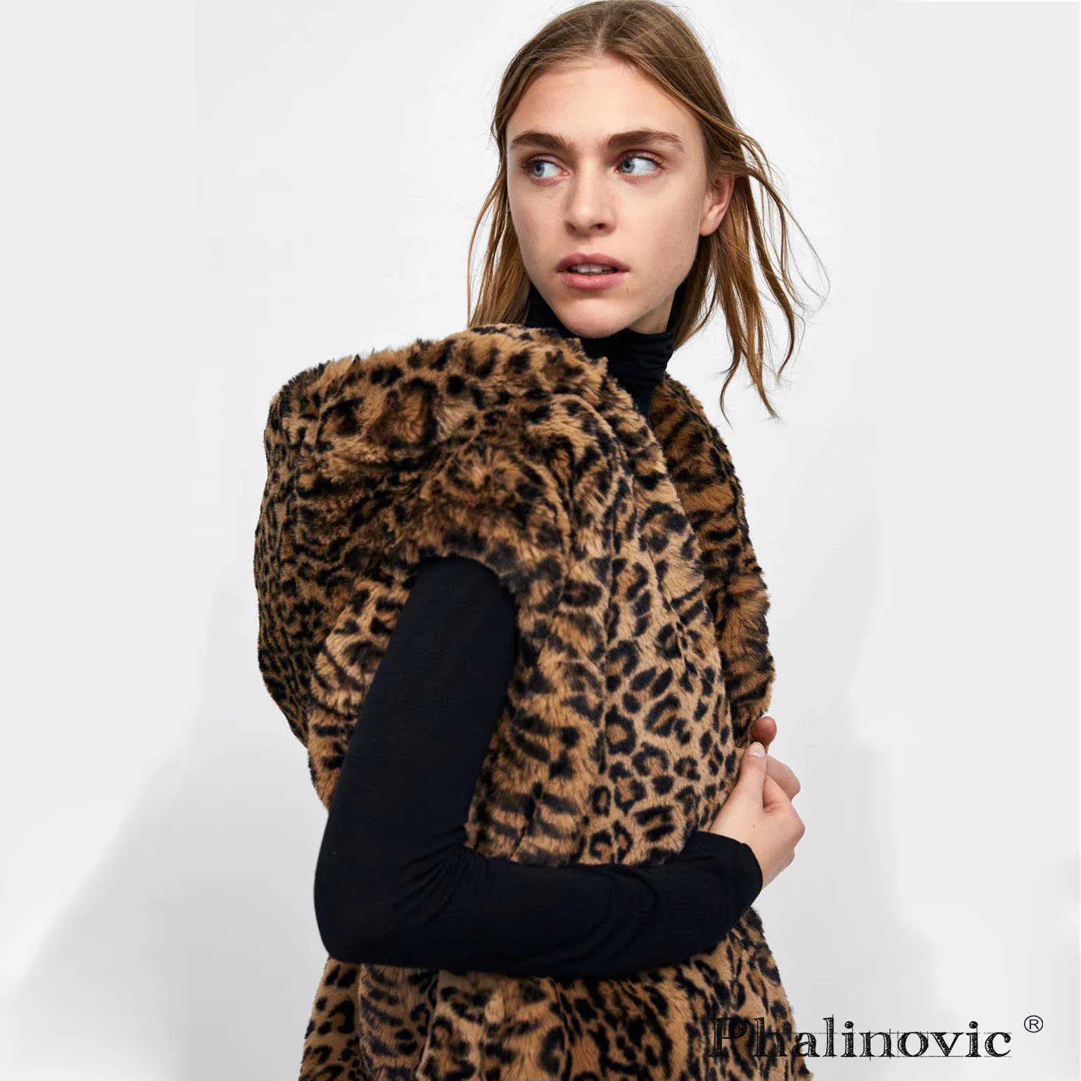 Leopard Mit Kapuze Faux Pelz Weste Frauen 2021 Neue Gestaltete Körper Wärmer Damen Luxus Winter Pelzigen Künstliche Kaninchen Mäntel Outwear 5XL Y0829