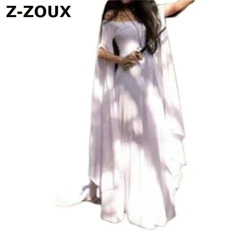 Kobiety Sukienka Slash Neck off The Shouler Party ES Wysoka talia Z Długim Rękawem Halloween Plus Size S-5XL 210524