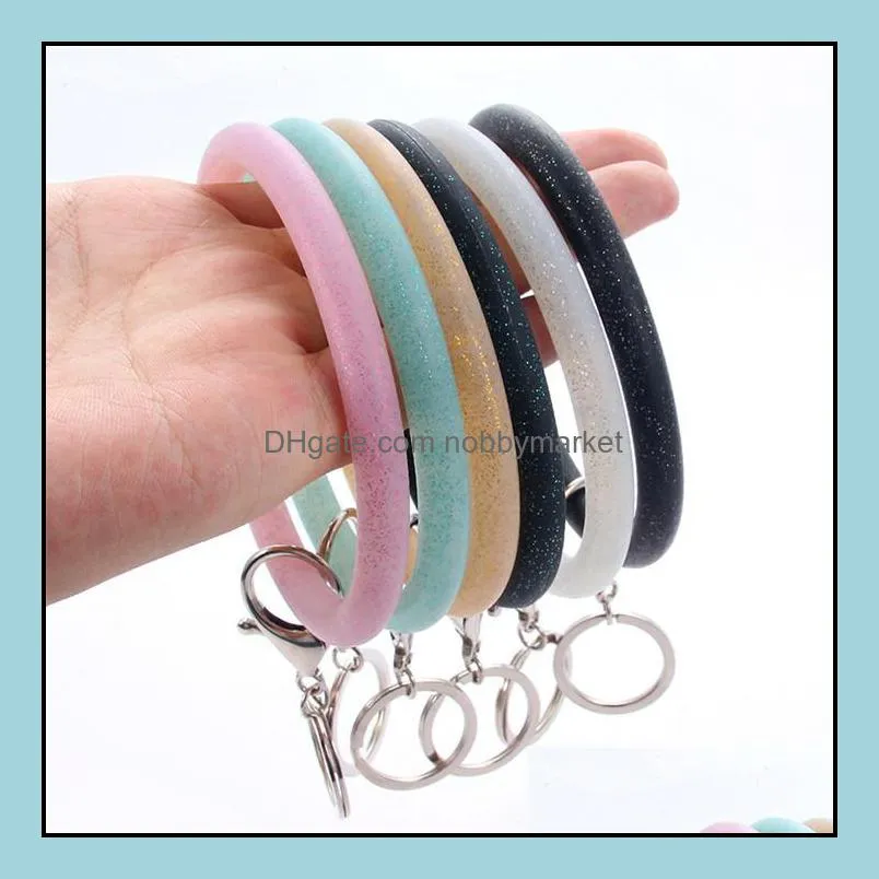 Chave anéis jóias anel de pulso de pulso moda bracelete esportes chaveiros braceletes braceletes redondo grande o keyring t494 entrega de gota 2021 kp
