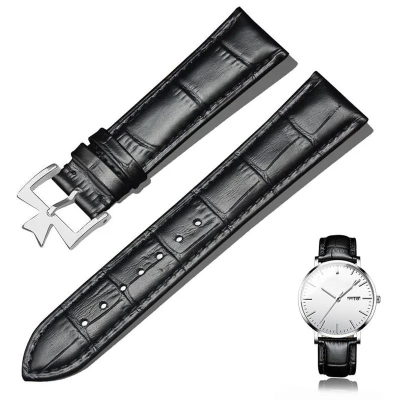 Bracelets de montres Bracelet en cuir véritable pour VC 4600E / 000A-B487 Series Bracelets de montres 18 19 20 21 22mm Noir Bleu Marron Vache Boucle ardillon