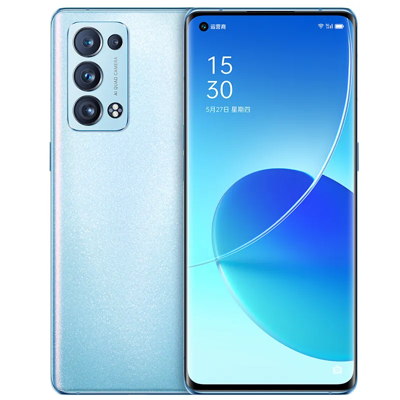 Original Oppo Reno 6 Pro + Plus 5G 휴대 전화 12GB RAM 256GB ROM Snapdragon 870 Octa Core 50.0MP AI Android 6.55 "AMOLED 전체 화면 지문 ID 얼굴 NFC 스마트 핸드폰