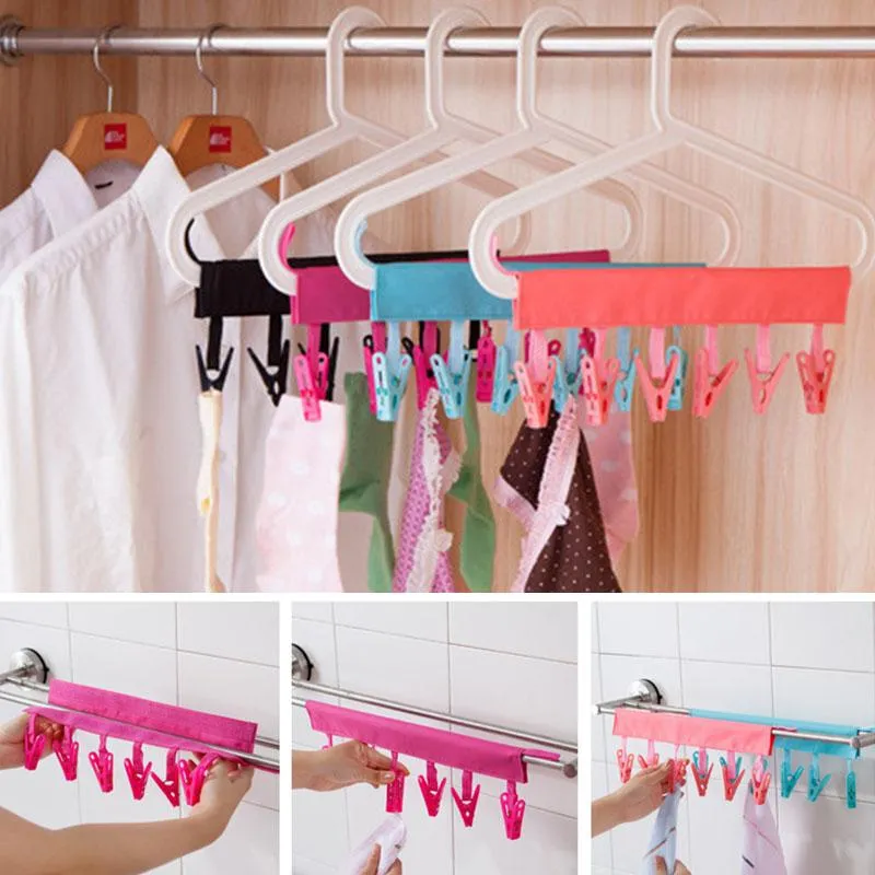 Higners Racks 1 PCS Vêtements Rack Séchage en tissu chaussettes de cintre multifonction Portables Supplies Clips pliables