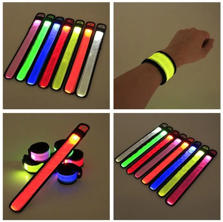 Nylon LED Sports Slap Wrist Strap Bands Wristband Light Flash Bracelet Glowing Armband Flare Strap Party Concert Armband LED Flashing Toys DH8456