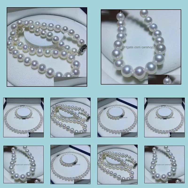 10-11mm South Sea Round Natural White Pearl Necklace 18inch 925 Silver Clasp Women`s Gift Jewelry