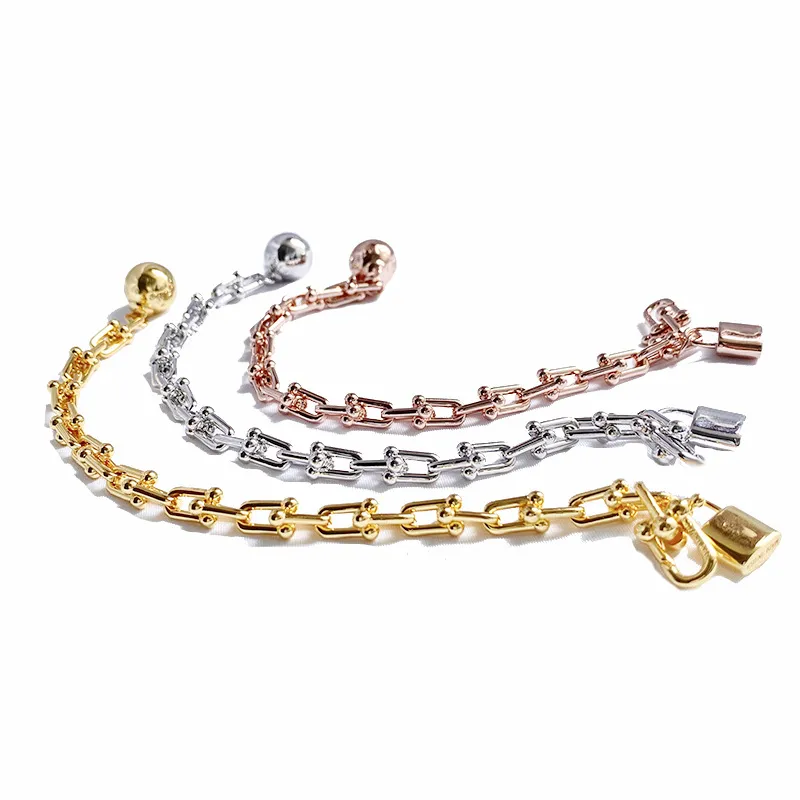 Stainless steel Heart U Shape T locks bracelets bangles for Women Fashion Genuine Jewelry rose gold/silver/gold love bangle Enamel Party Gift