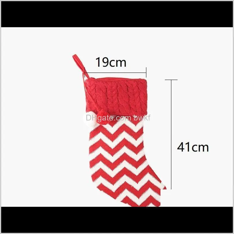 new christmas decorations knitted christmas stockings wool socks red and white elk gift bags children`s gift bags jxw325