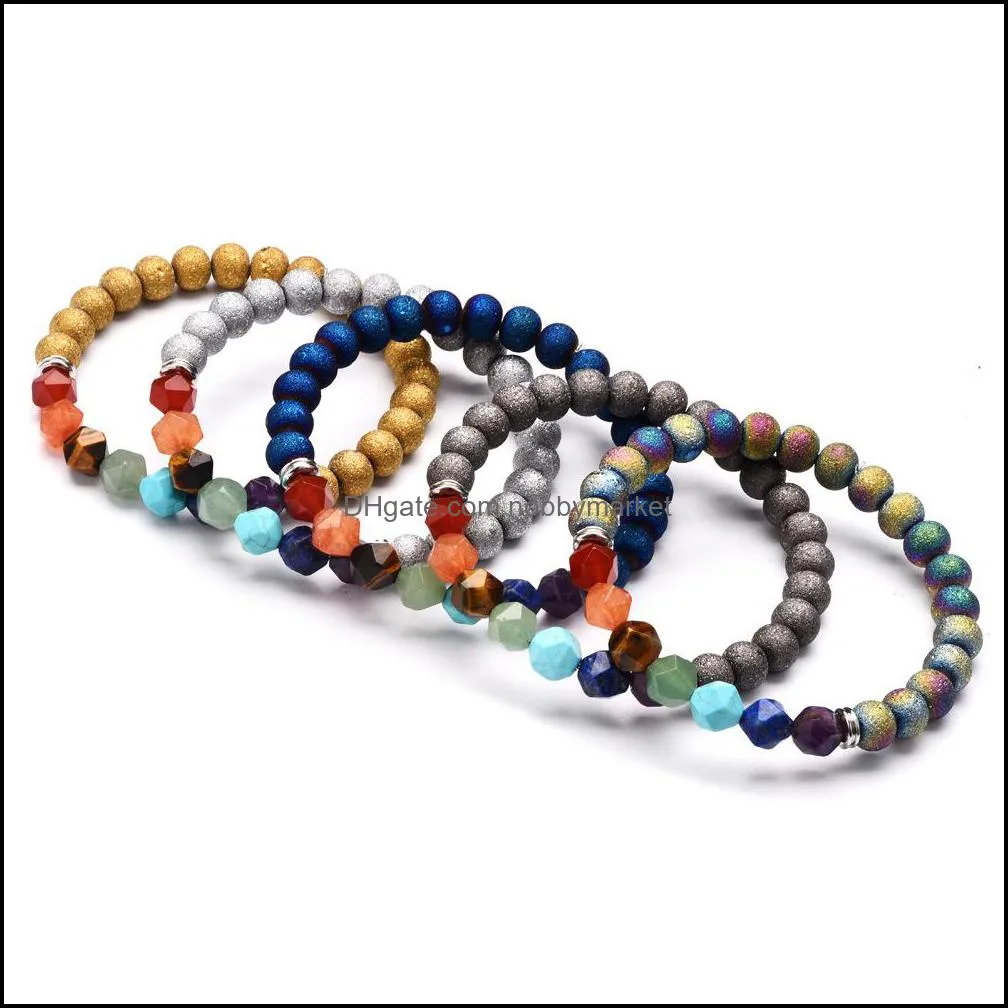 New Arrival 7 Chakra charm Bracelets For Women Men Colorful Natural stone Healing crystals beads chains Wrap Bangle Fashion Yoga