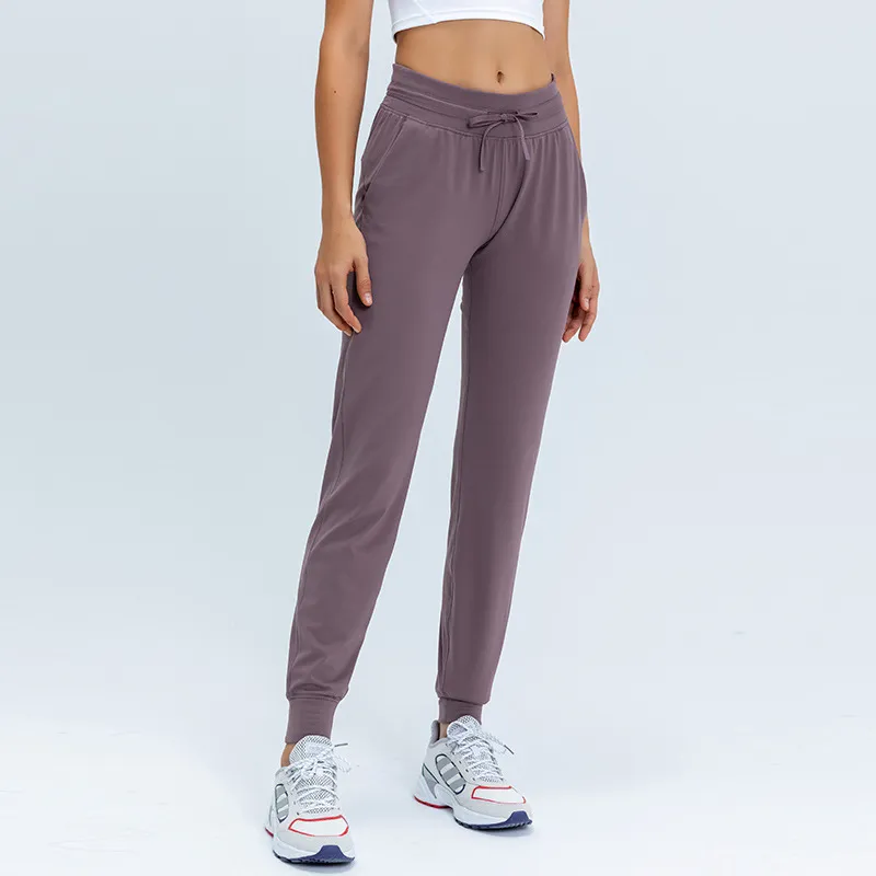 L-31 Dames Outdoor Joggingbroek Fitness Yoga Broek Slank Was Dunne Joggers met Voorzakken Casual Trainingsbroek Losse Rechte Ademende Zachte Trainingsbroek